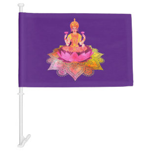 Happy Diwali - Deepalavi Lakshmi Goddess 4 Car Flag