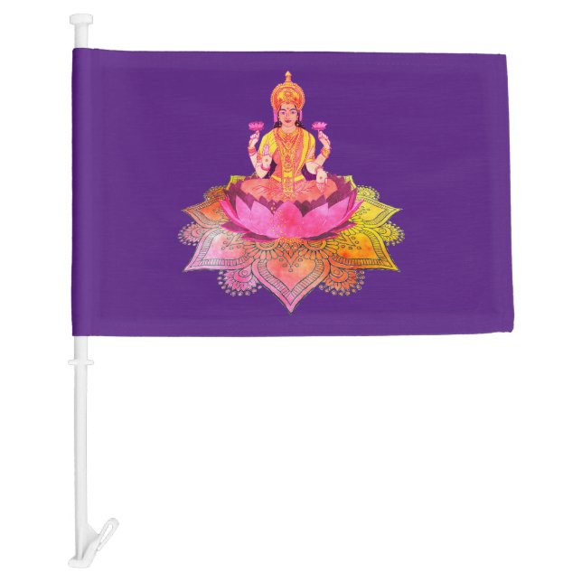 Happy Diwali - Deepalavi Lakshmi Goddess 4 Car Flag (Front)