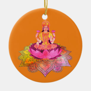 Happy Diwali - Deepalavi Lakshmi Goddess 4 Ceramic Ornament