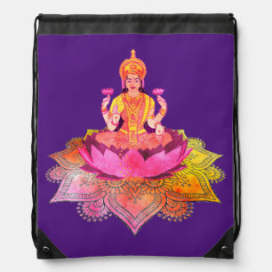 Happy Diwali - Deepalavi Lakshmi Goddess 4 Drawstring Bag