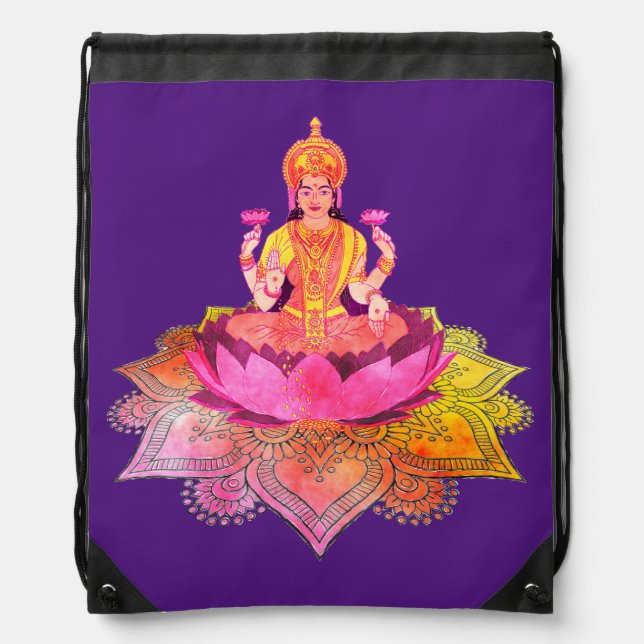 Happy Diwali - Deepalavi Lakshmi Goddess 4 Drawstring Bag (Front)