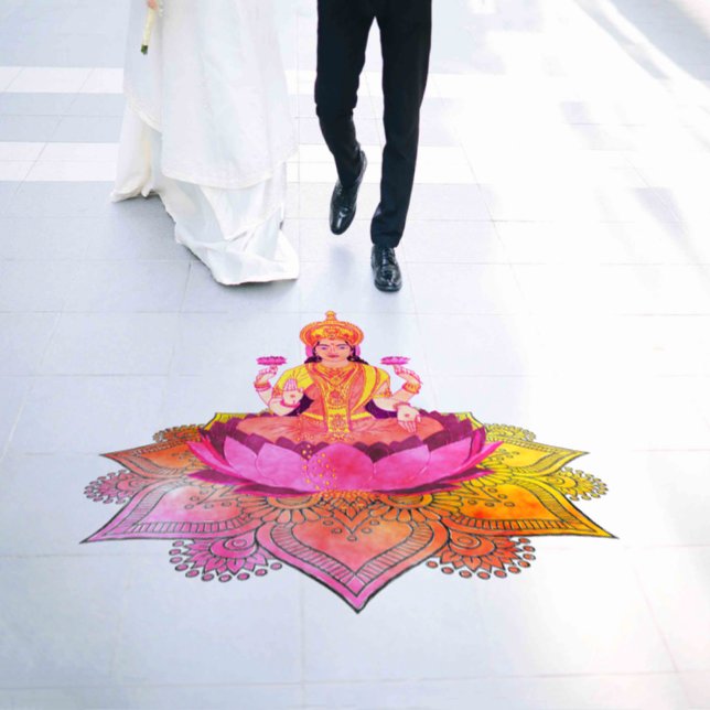 Happy Diwali - Deepalavi Lakshmi Goddess 4 Floor Decals (Wedding)