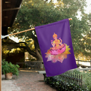 Happy Diwali - Deepalavi Lakshmi Goddess 4 House Flag