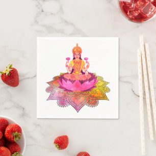 Happy Diwali - Deepalavi Lakshmi Goddess 4 Napkins