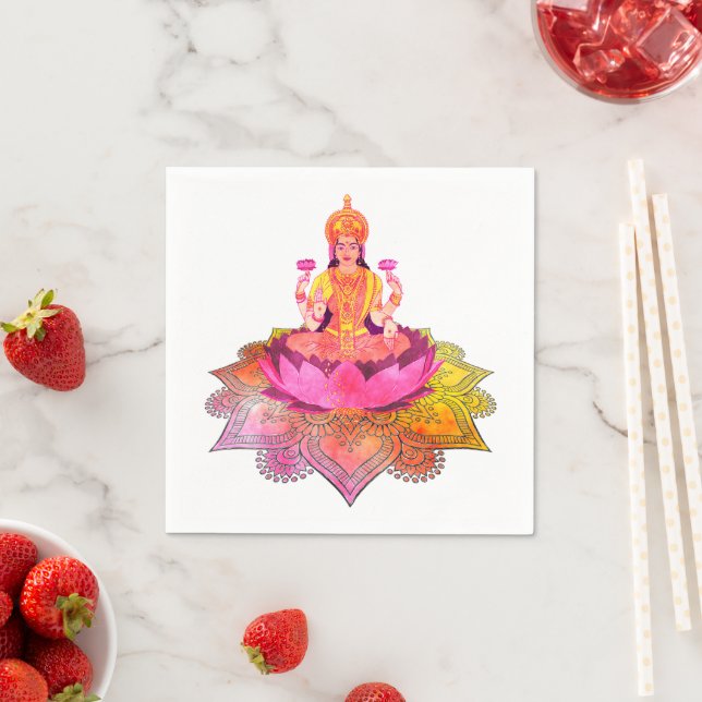 Happy Diwali - Deepalavi Lakshmi Goddess 4 Napkins (Insitu)