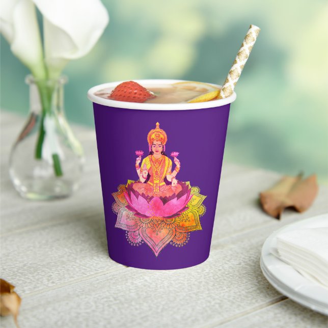 Happy Diwali - Deepalavi Lakshmi Goddess 4 Paper Cups (Insitu)