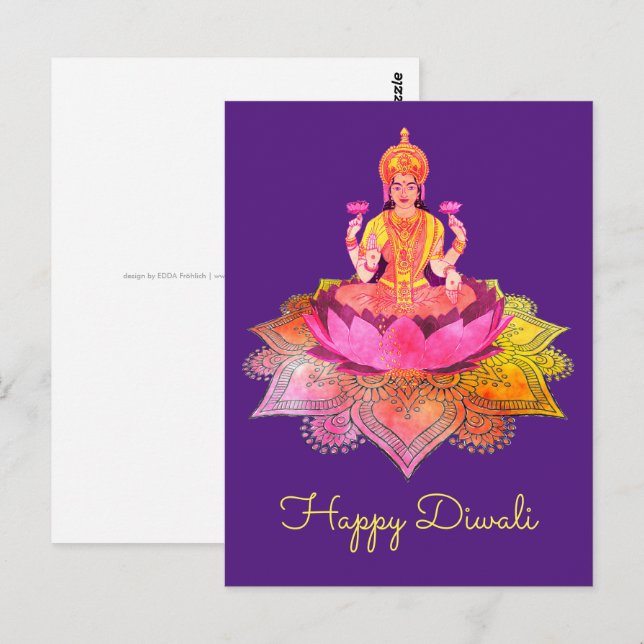 Happy Diwali - Deepalavi Lakshmi Goddess 4 Postcard (Front/Back)