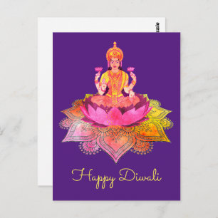 Happy Diwali - Deepalavi Lakshmi Goddess 4 Postcard