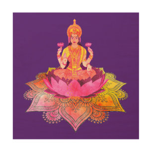 Happy Diwali - Deepalavi Lakshmi Goddess 4 Wood Wall Art