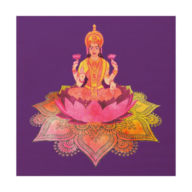 Happy Diwali - Deepalavi Lakshmi Goddess 4 Wood Wall Art (Front)