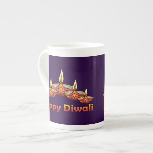 Happy Diwali Deepas Bone China Mug