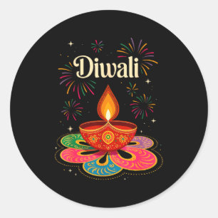 Happy Diwali Deepavali Hindu Indian Festival Of Li Classic Round Sticker