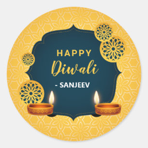 Happy Diwali / Deepavali Stickers - Indian Gold