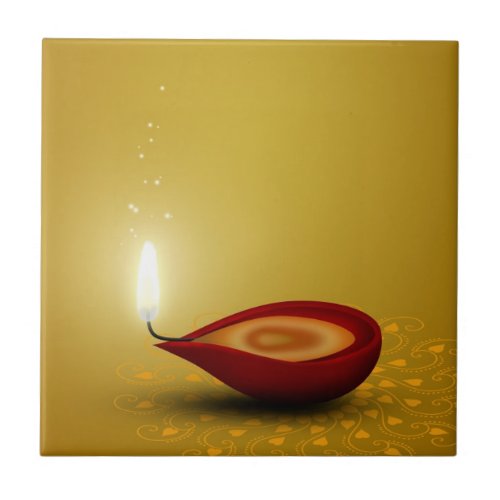 Happy Diwali Diya _ Ceramic Tile