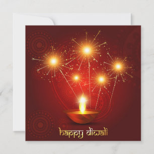 Happy Diwali Diya Festival of Light Firework Holiday Card