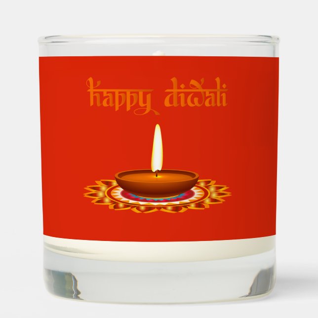 Happy Diwali Diya Scented Jar Candle (Front)