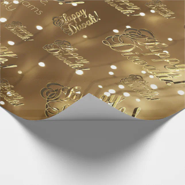 Happy Diwali Elegant Faux Gold Foil Script Wrapping Paper | Zazzle
