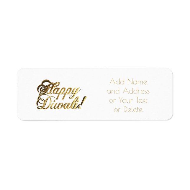 Happy Diwali Faux Gold Foil Typography Chic Label (Front)