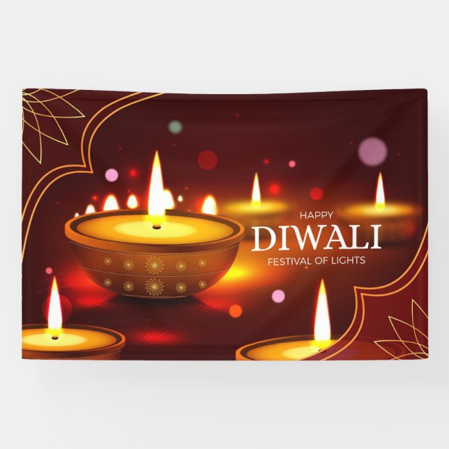 Happy Diwali Festival of Lights  Banner (Horizontal)
