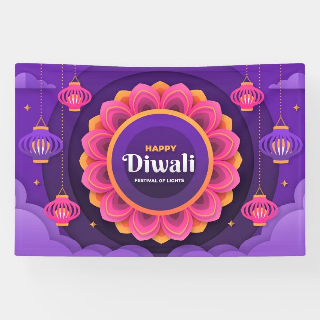 Happy Diwali Festival of Lights Banner (Horizontal)