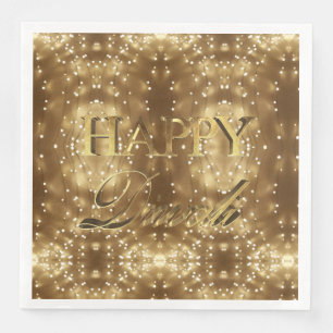 Happy Diwali Festival of Lights Gold Typography Paper Dinner Napkins