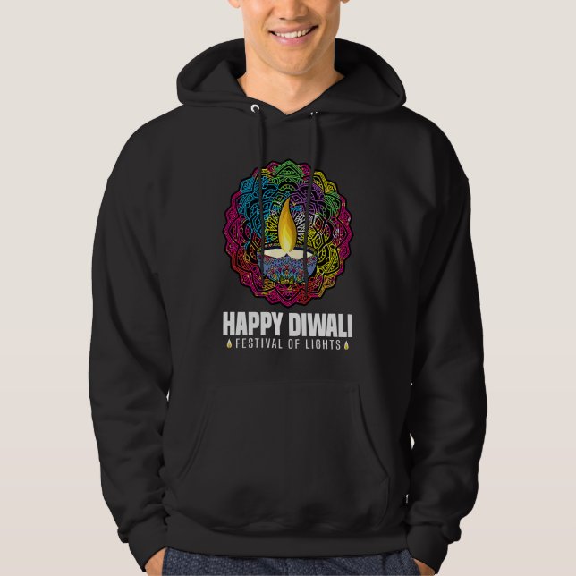 Happy Diwali Festival Of Lights Hindu Celebration Hoodie (Front)