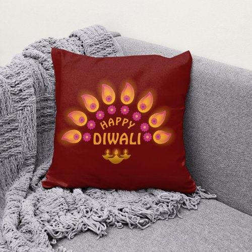 Happy Diwali Festival of Lights Hindu Throw Pillow