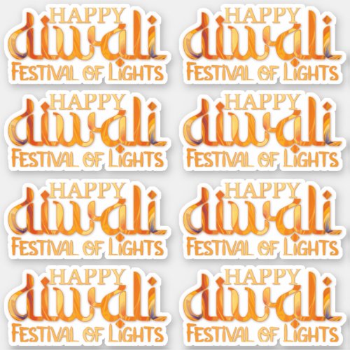 Happy Diwali Festival of Lights Orange Deepavali Sticker