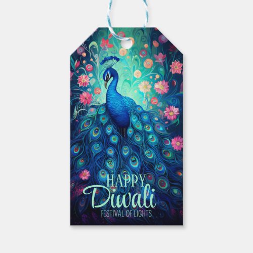 Happy Diwali Festival of Lights Peacock Gift Tags