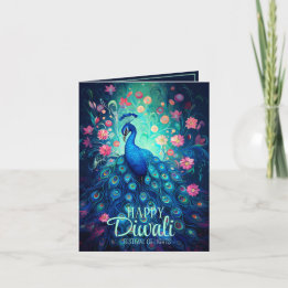 Happy Diwali Festival of Lights Peacock Invitation