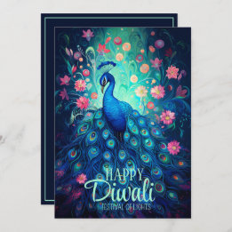Happy Diwali Festival of Lights Peacock Invitation