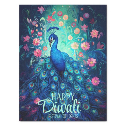 Happy Diwali Festival of Lights Peacock Tissue Paper