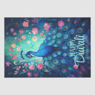 Happy Diwali Festival of Lights Peacock Tissue Paper