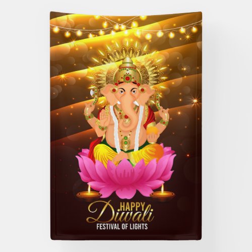 Happy Diwali Festival of Lights with Ganesh Banner