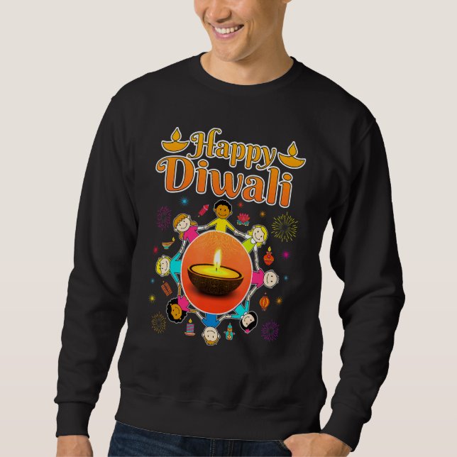 Happy Diwali For Kids Deepavali Wishes  Festival O Sweatshirt (Front)