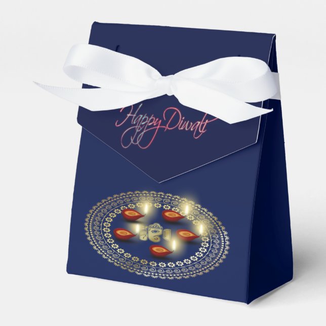 Happy Diwali Ganesha Rangoli - Favor Box Tent (Front Side)