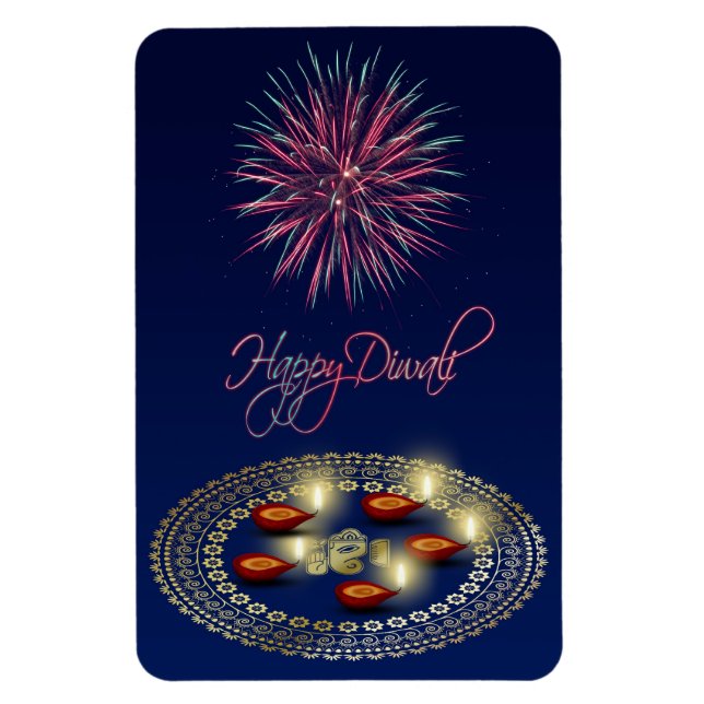Happy Diwali Ganesha Rangoli - Flexible Magnet (Vertical)