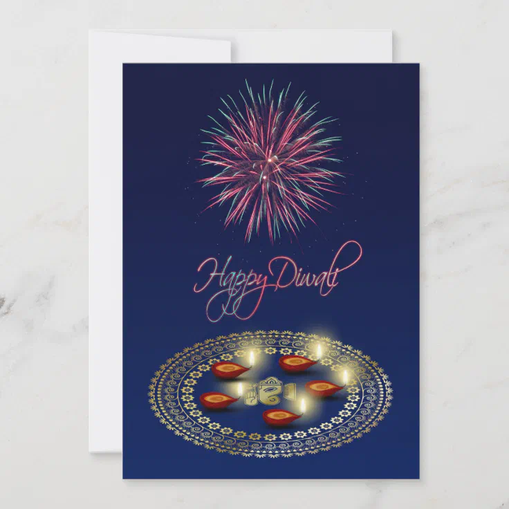 Happy Diwali Ganesha Rangoli - Invitation Card | Zazzle