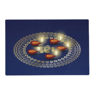 Happy Diwali Ganesha Rangoli - Laminated Placemat