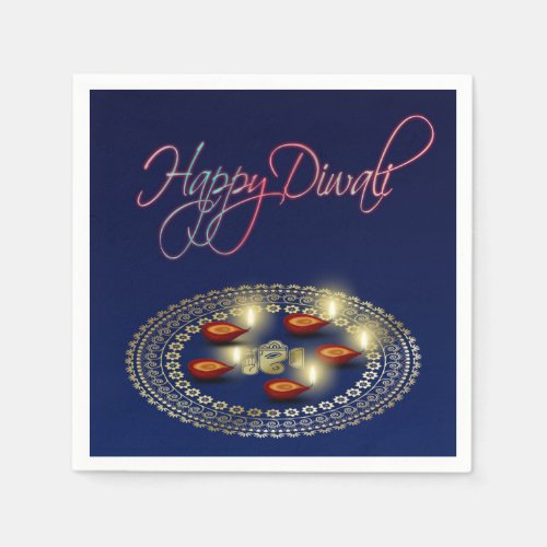 Happy Diwali Ganesha Rangoli _ Paper Napkin