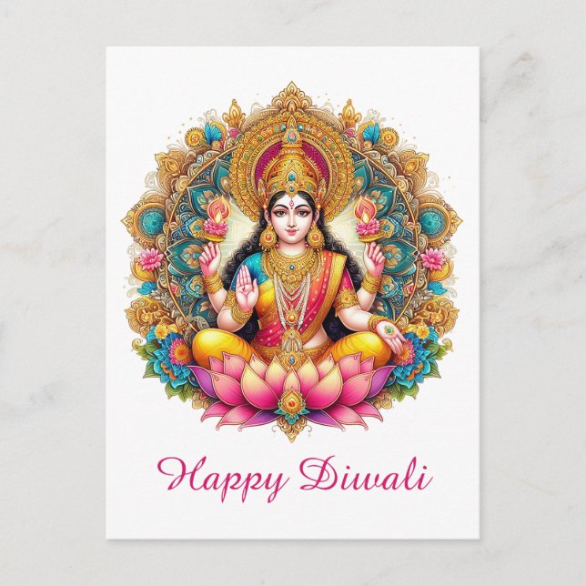 Happy Diwali Goddess Lakshmi Festival of Light Holiday Postcard (Front)