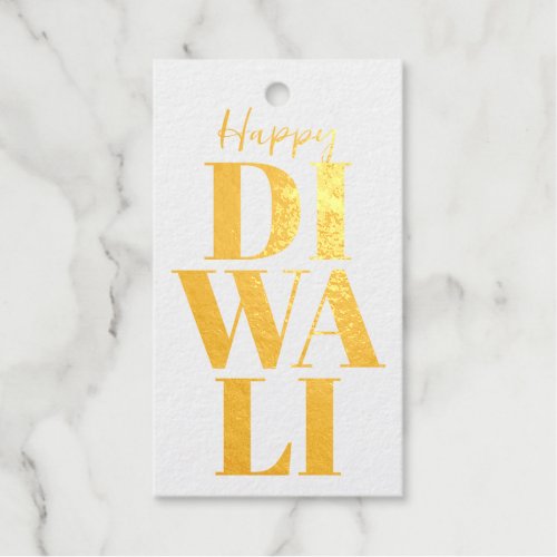 Happy Diwali Gold and White Gift Tag _ 10pcs