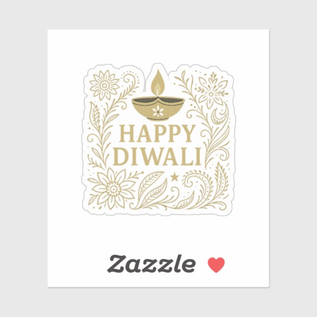 Happy Diwali Gold & Black Sticker Sheet (Sheet)