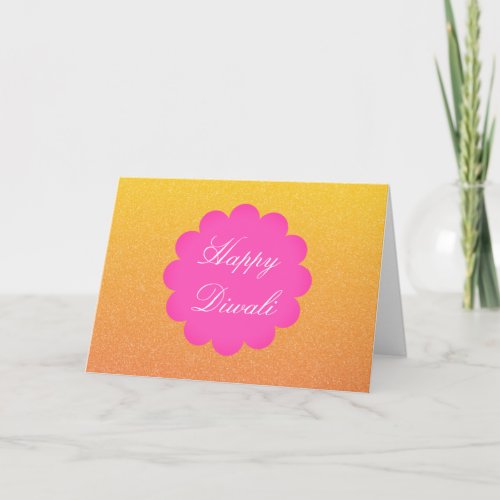 Happy Diwali Gold Pink Elegant Greeting Card