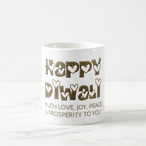 Happy Diwali Greeting Cute Hearts Typography Mug
