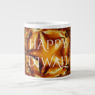 Happy Diwali Greeting Gold Copper Shiny Star Giant Coffee Mug