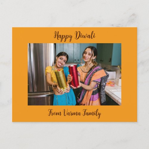 Happy Diwali Greeting with Personal Family Photo Postcard