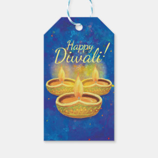 Happy Diwali hand painted illuminating candles Gift Tags