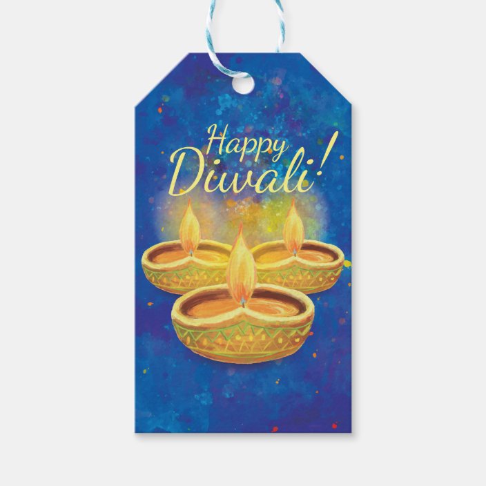 Happy Diwali Hand Painted Illuminating Candles Gift Tags Zazzle Com