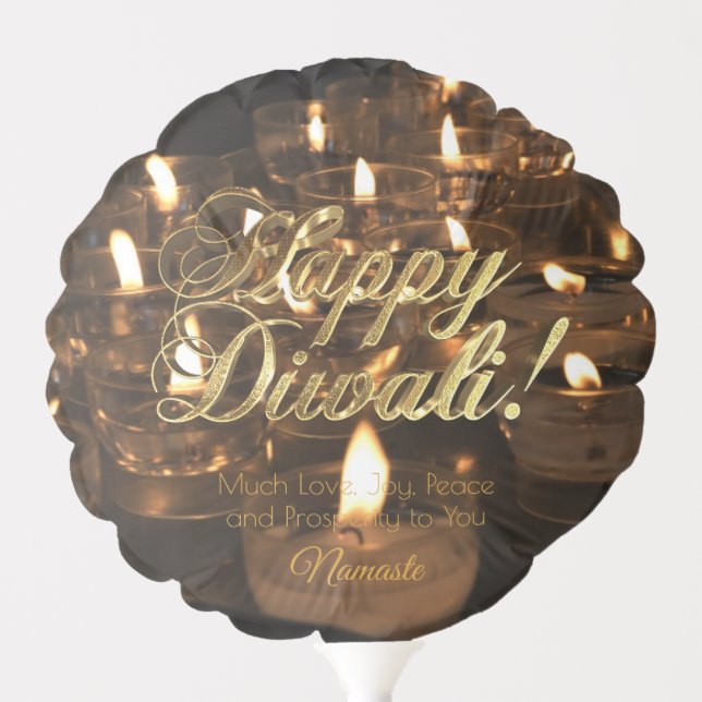 Happy Diwali Hindu Festival of Lights Candles Balloon (Front)